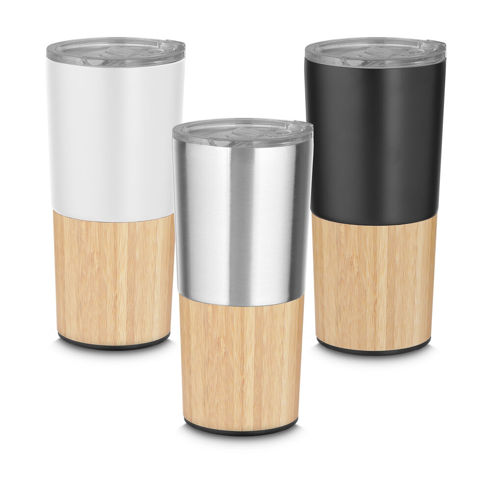 Copo Térmico Bambu em Aço Inox Parede Dupla 550ml Preto