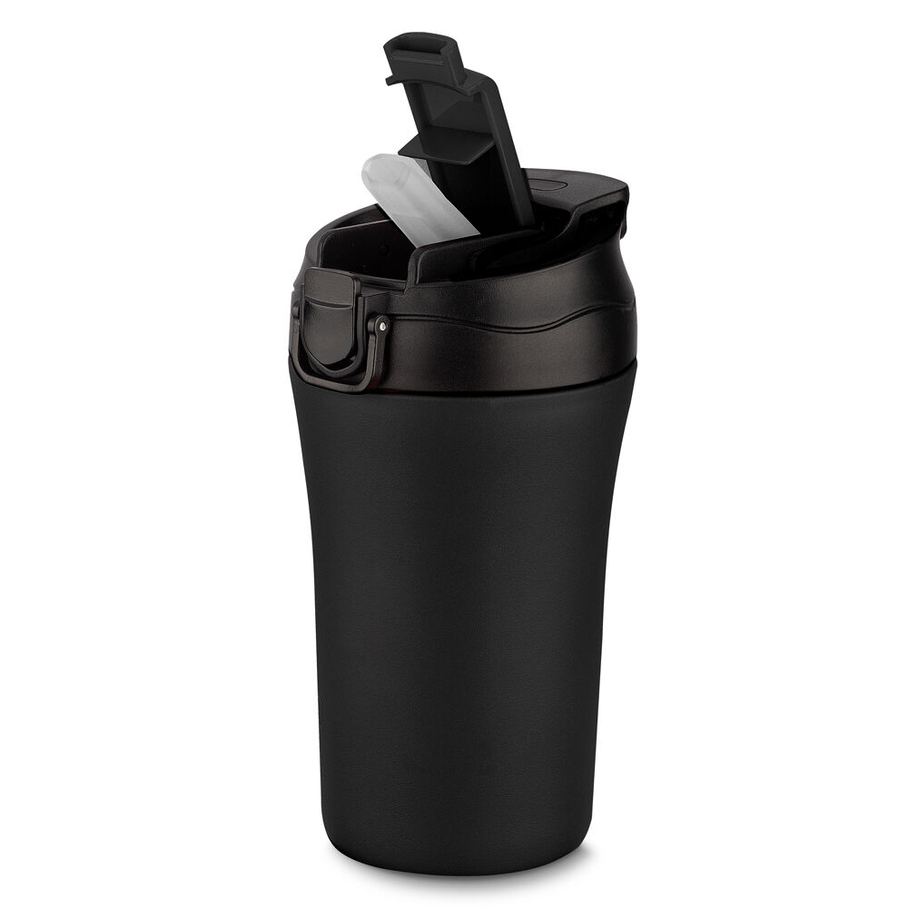 Copo Térmico Com Tampa Fosco de 500ml Inox Preto