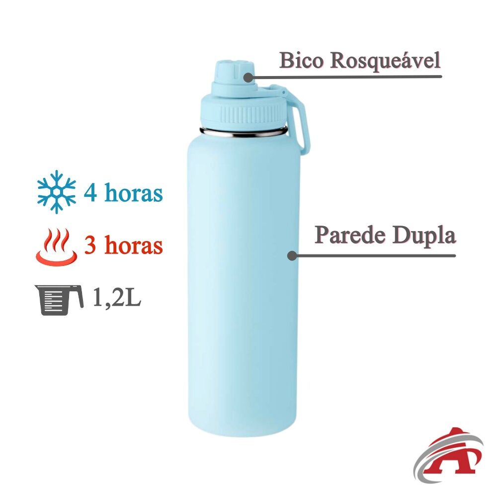 Garrafa com Alça e Bico 1,2L Parede Dupla Azul