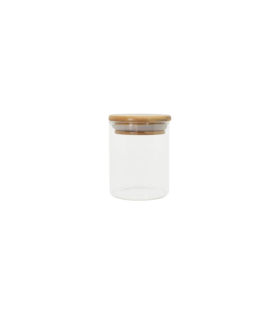 Pote de Vidro Empilhável 200ml com Tampa de Bambu Circular