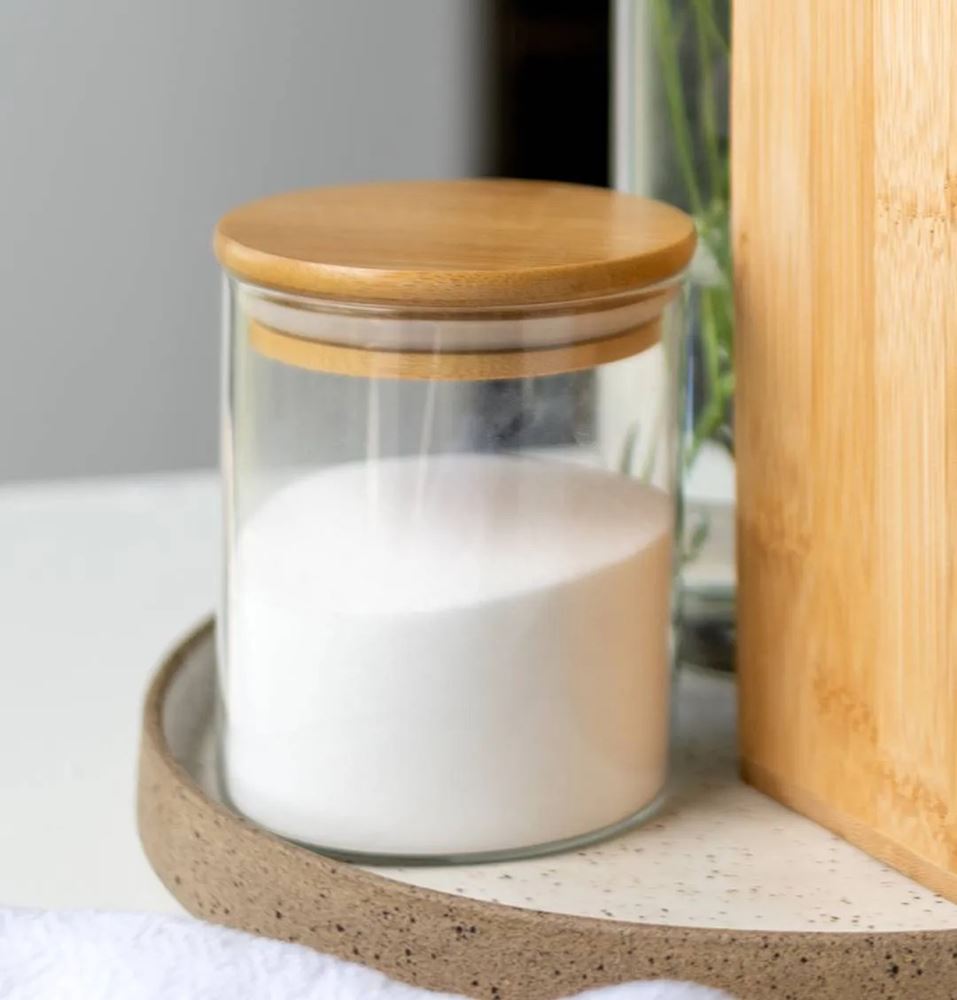 Pote de Vidro Empilhável 200ml com Tampa de Bambu Circular