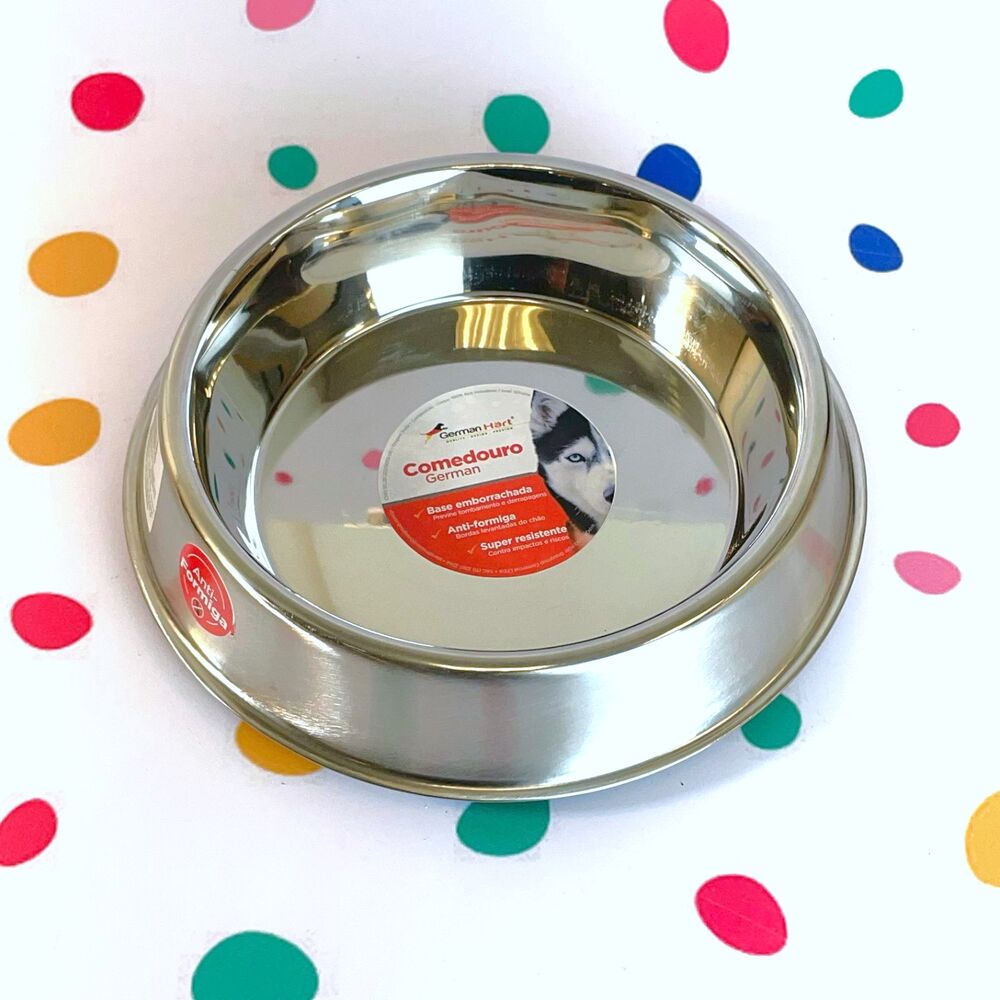 Kit 2 Comedouros Inox Antiformiga 1350ml para Pets - Germanhart