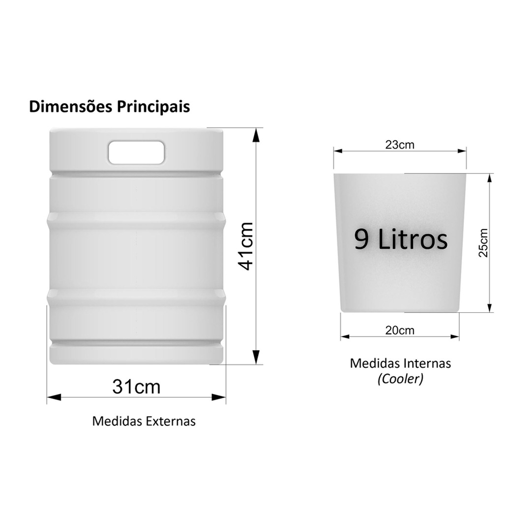 Banco Cooler de Cervejas Barril Decorativo Tampo de Madeira 28L Branco