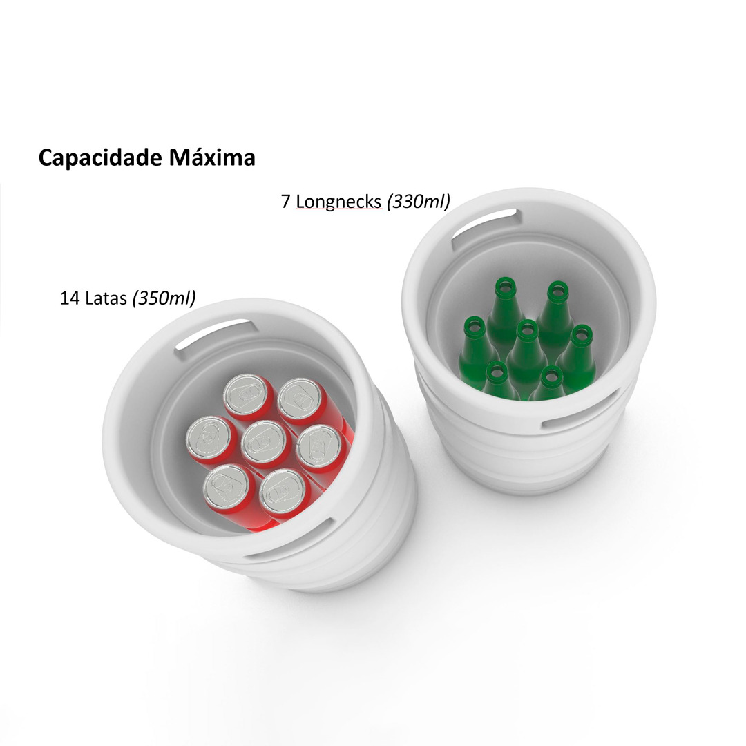 Banco Cooler de Cervejas Barril Decorativo Tampo de Madeira 28L Branco