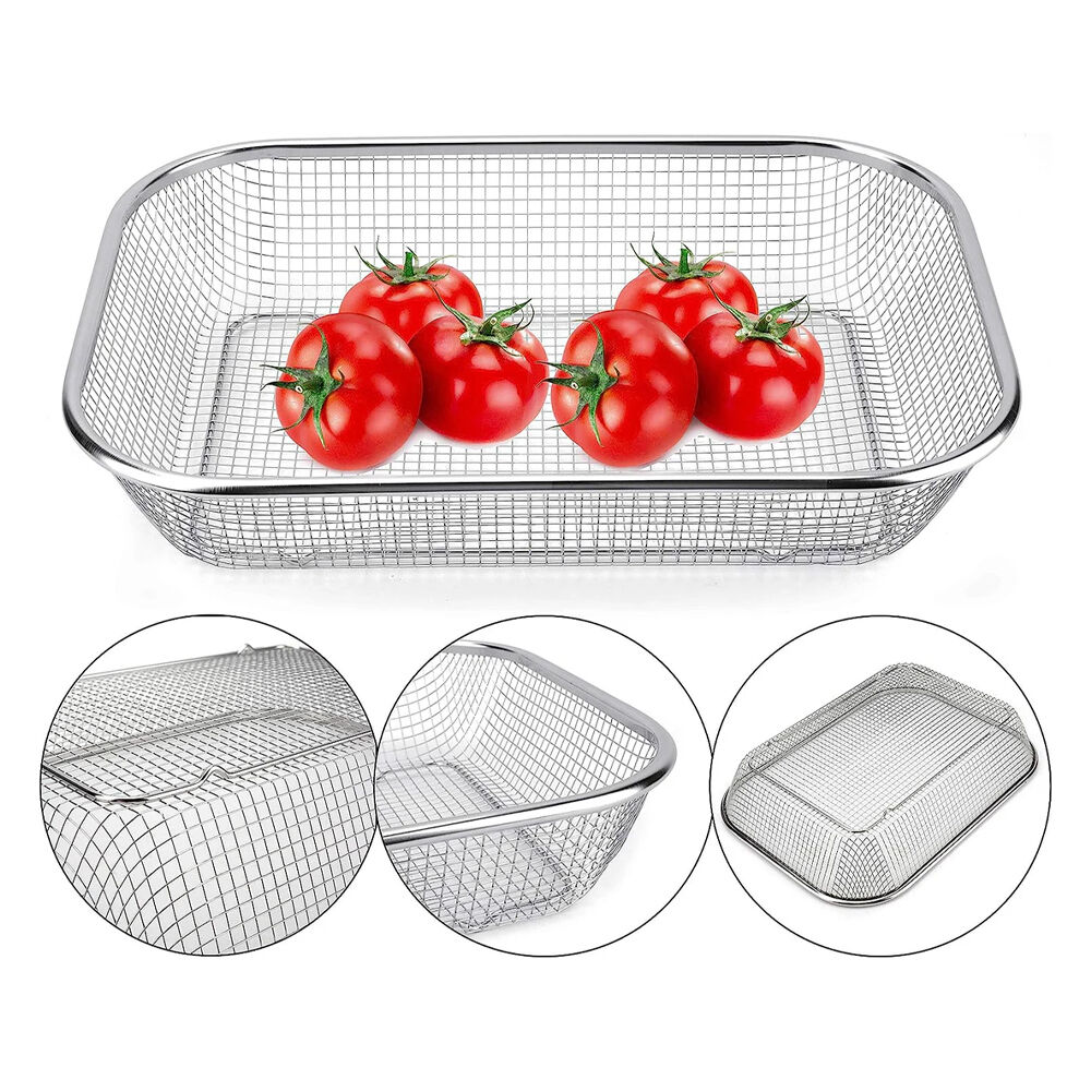 Cesto Telado Multiuso em Inox 22x30cm Fruteira de Mesa