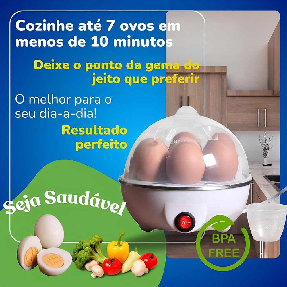 Cozedor de Ovos Elétrico 7 Ovos em 10 Minutos 127v