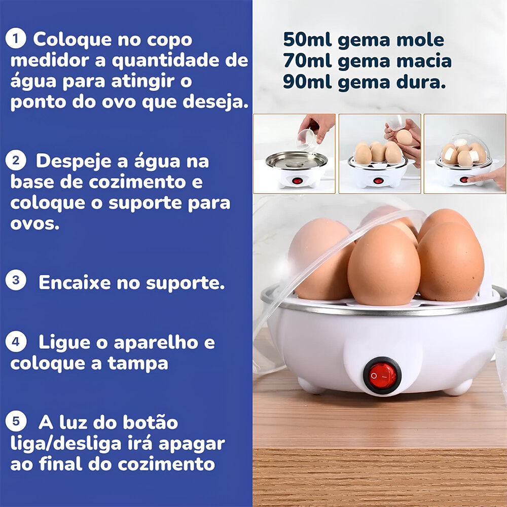 Cozedor de Ovos Elétrico 7 Ovos em 10 Minutos 127v