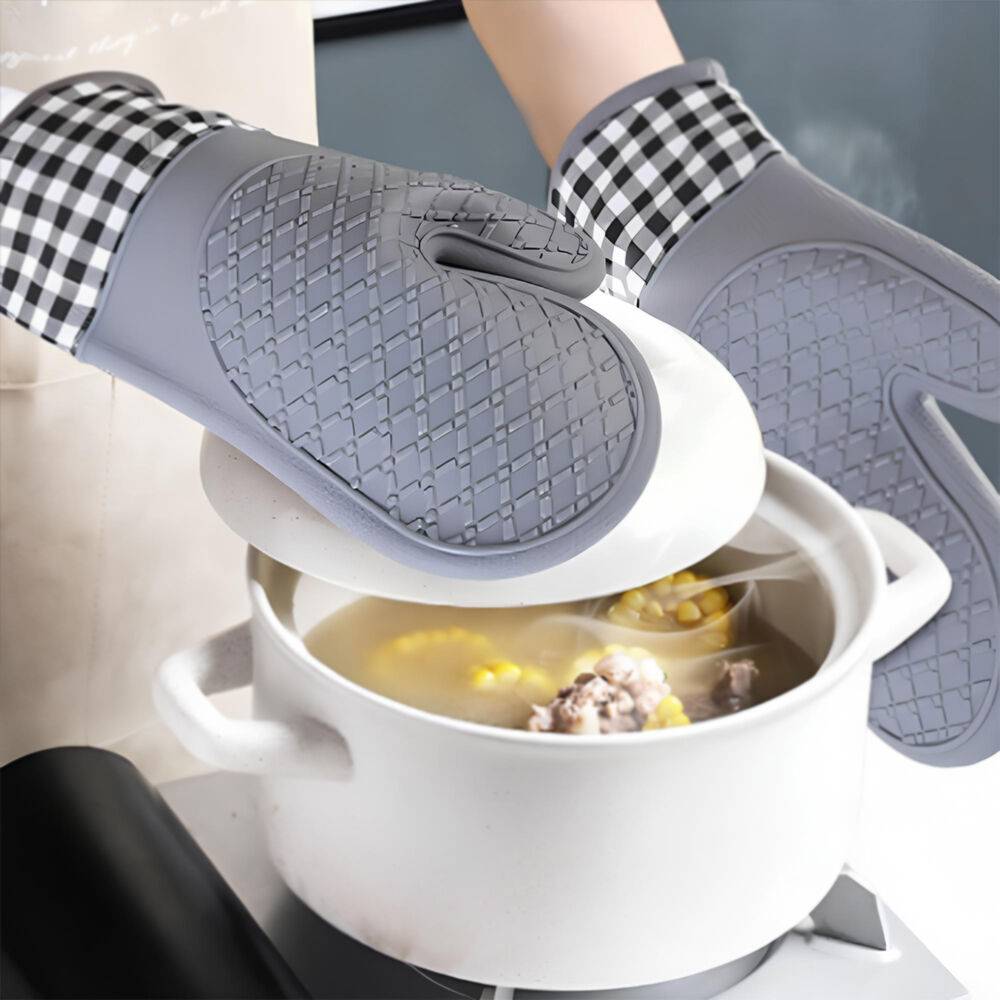 Luva Térmica em Silicone Forrada e Prática Cinza