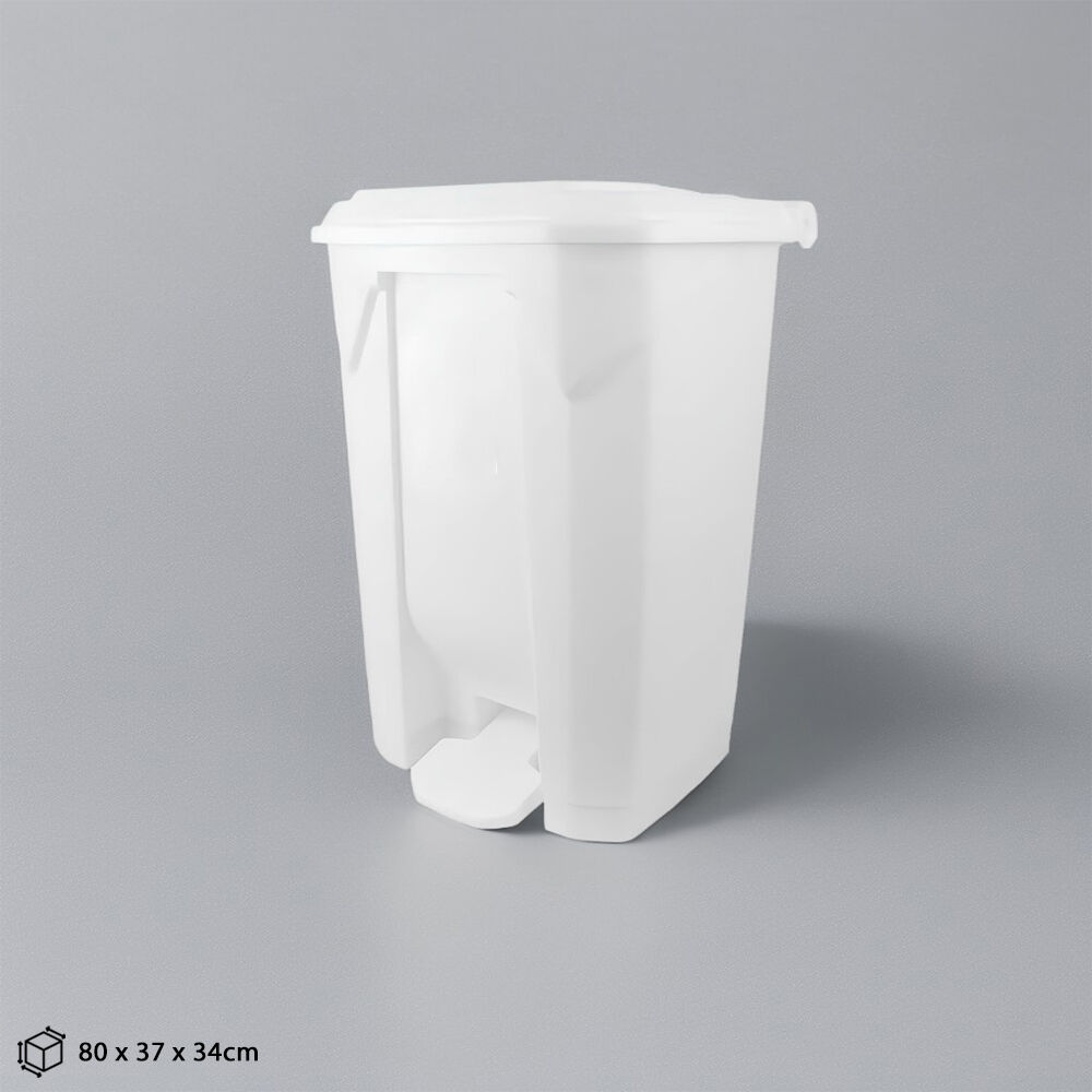 Lixeira em Plástico Resistente 100 Litros com Pedal - Branca