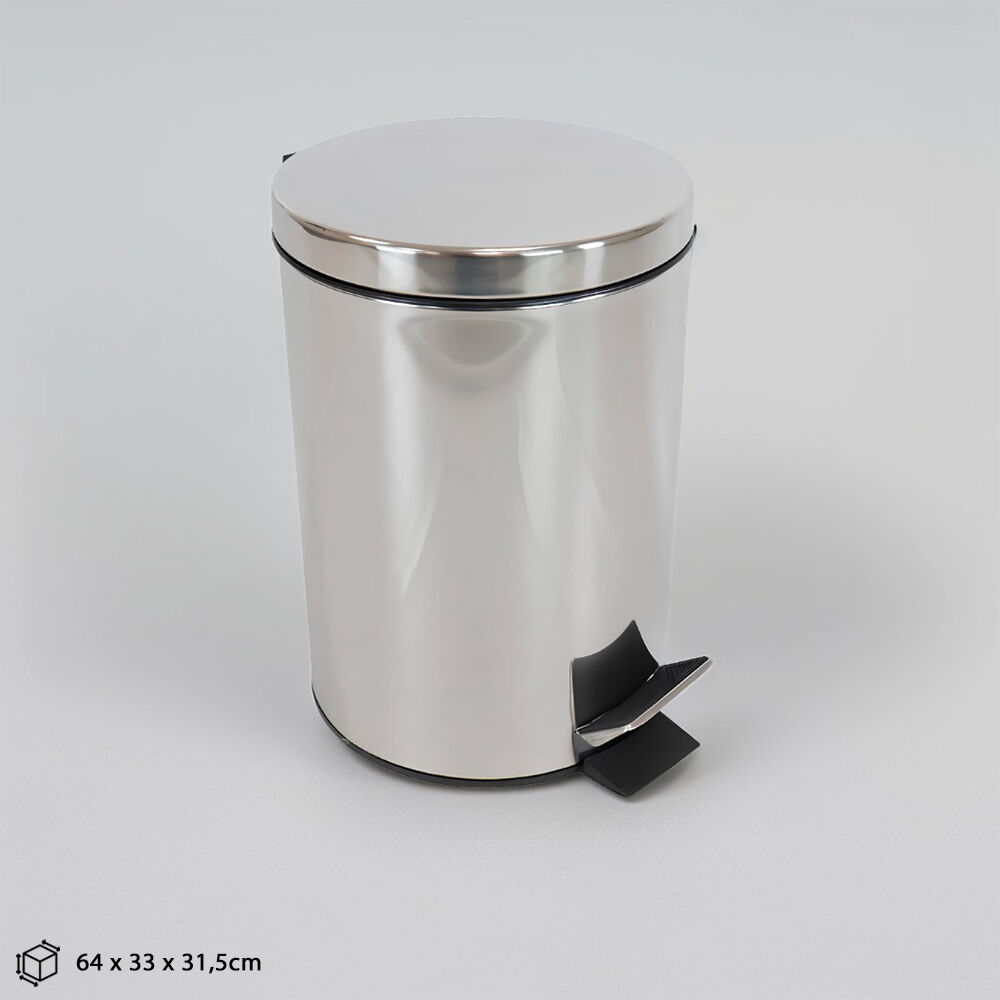 Lixeira de Inox Redonda 8L com Pedal e Cesto Removível