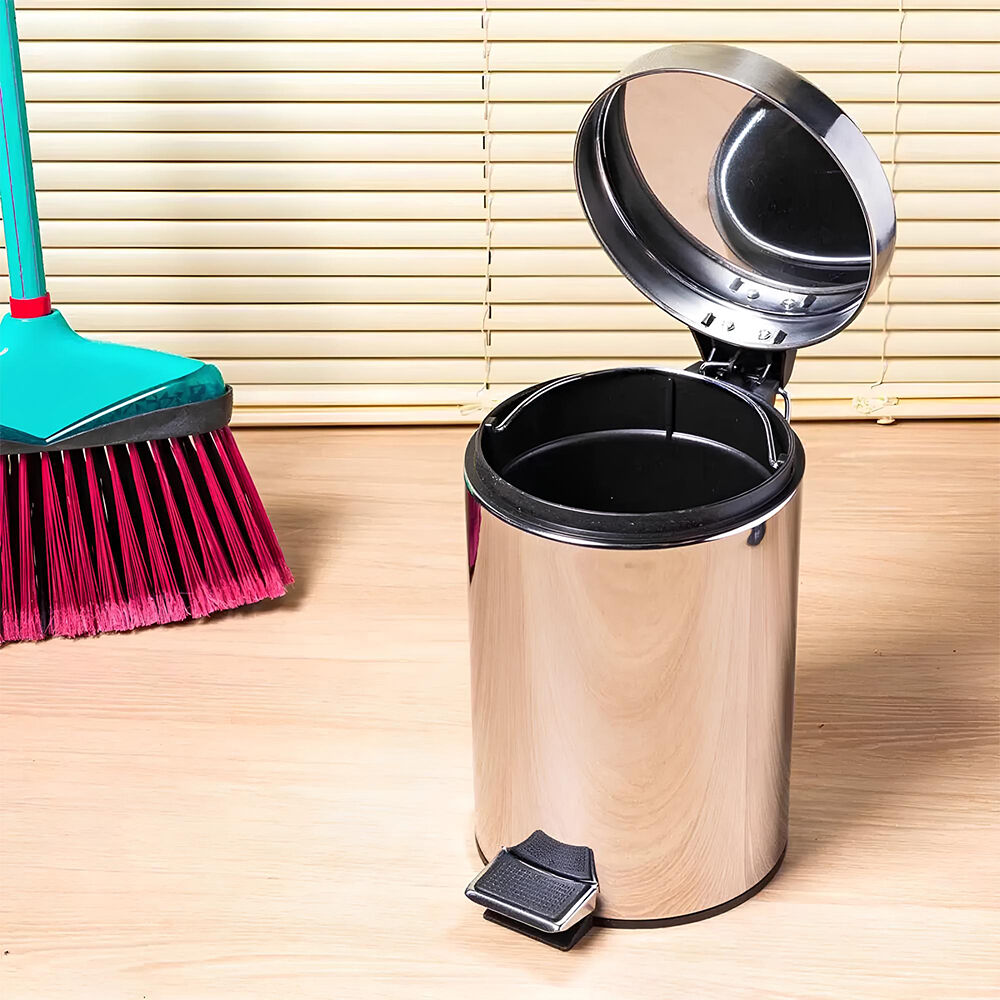 Lixeira de Chão Inox 5L com Pedal Compacta