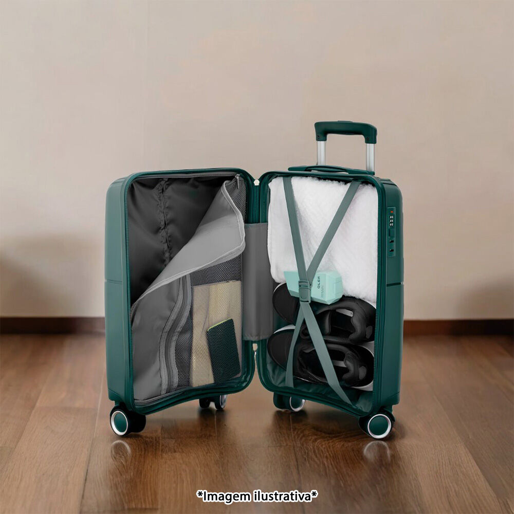 Mala de Bordo Executiva Compacta 34L Cadeado com Segredo para Viagem Preta