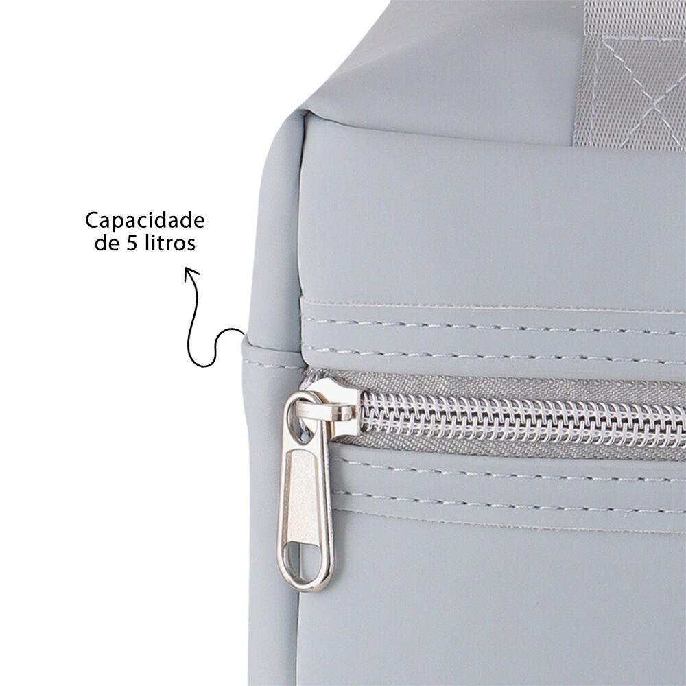 Bolsa Térmica 5L Elegante para Lanches e Marmitex Portátil com Alça Grafite