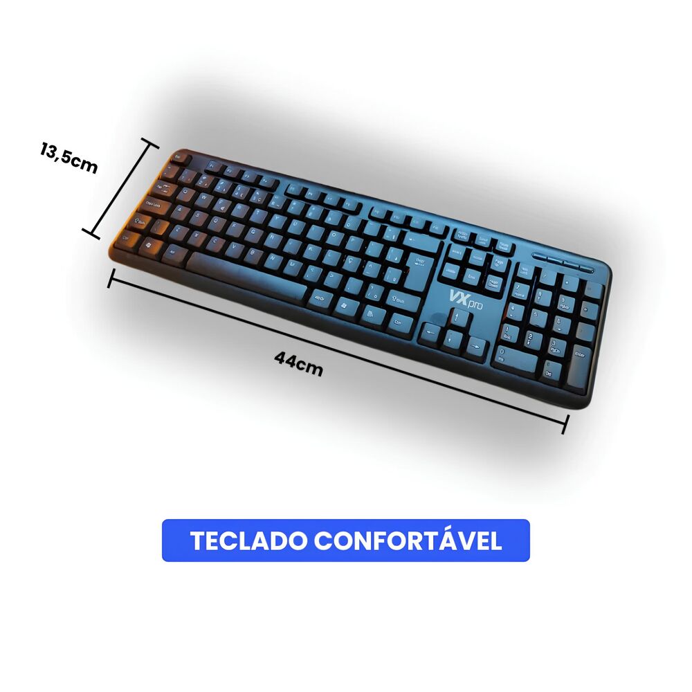 Teclado VXPRO KB110 USB Com Fio ABNT2 Preto Idioma Português