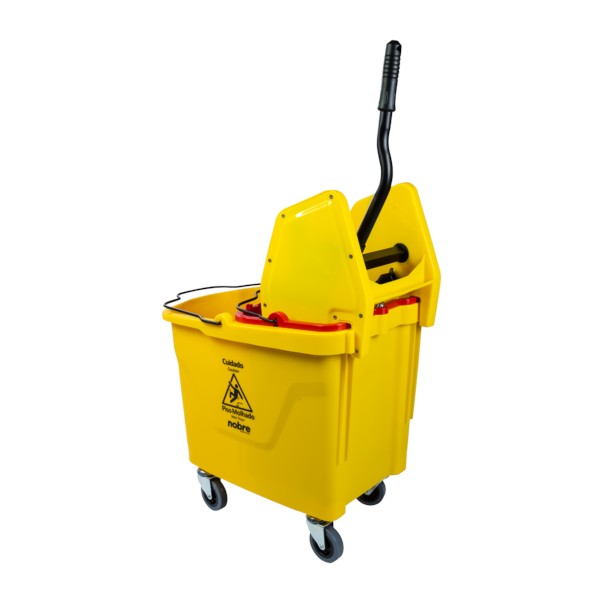 Carro Balde 35L Nobre – Amarelo com Balde Vermelho, Divisor de Água e Sistema Quebra-Ondas