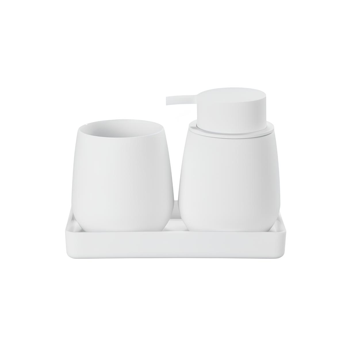 Conjunto para Banheiro 5 Peças Branco Mood - Escova Sanitária, Lixeira, Porta-Escova, Dispenser e Bandeja
