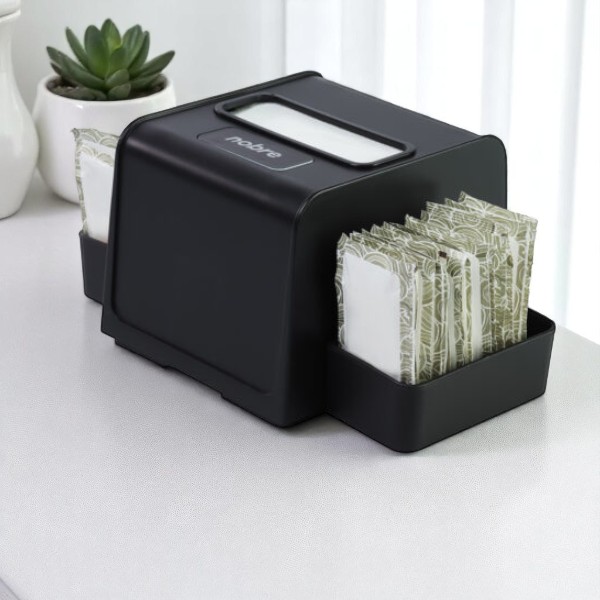 Dispenser para Guardanapo Interfolhado com Porta-Sachê Preto - Nobre