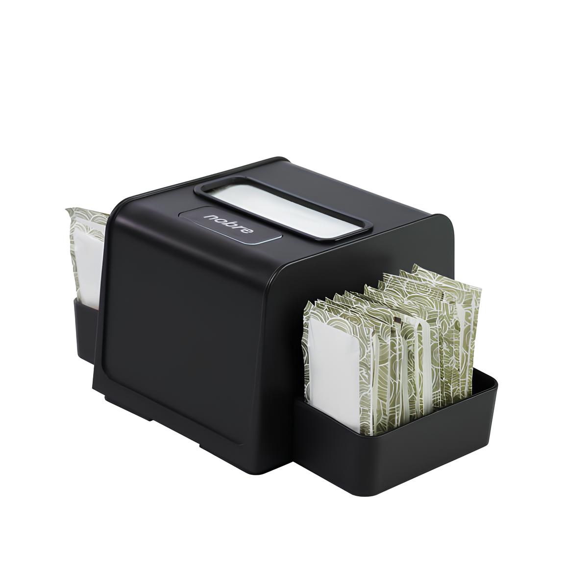 Dispenser para Guardanapo Interfolhado com Porta-Sachê Preto - Nobre