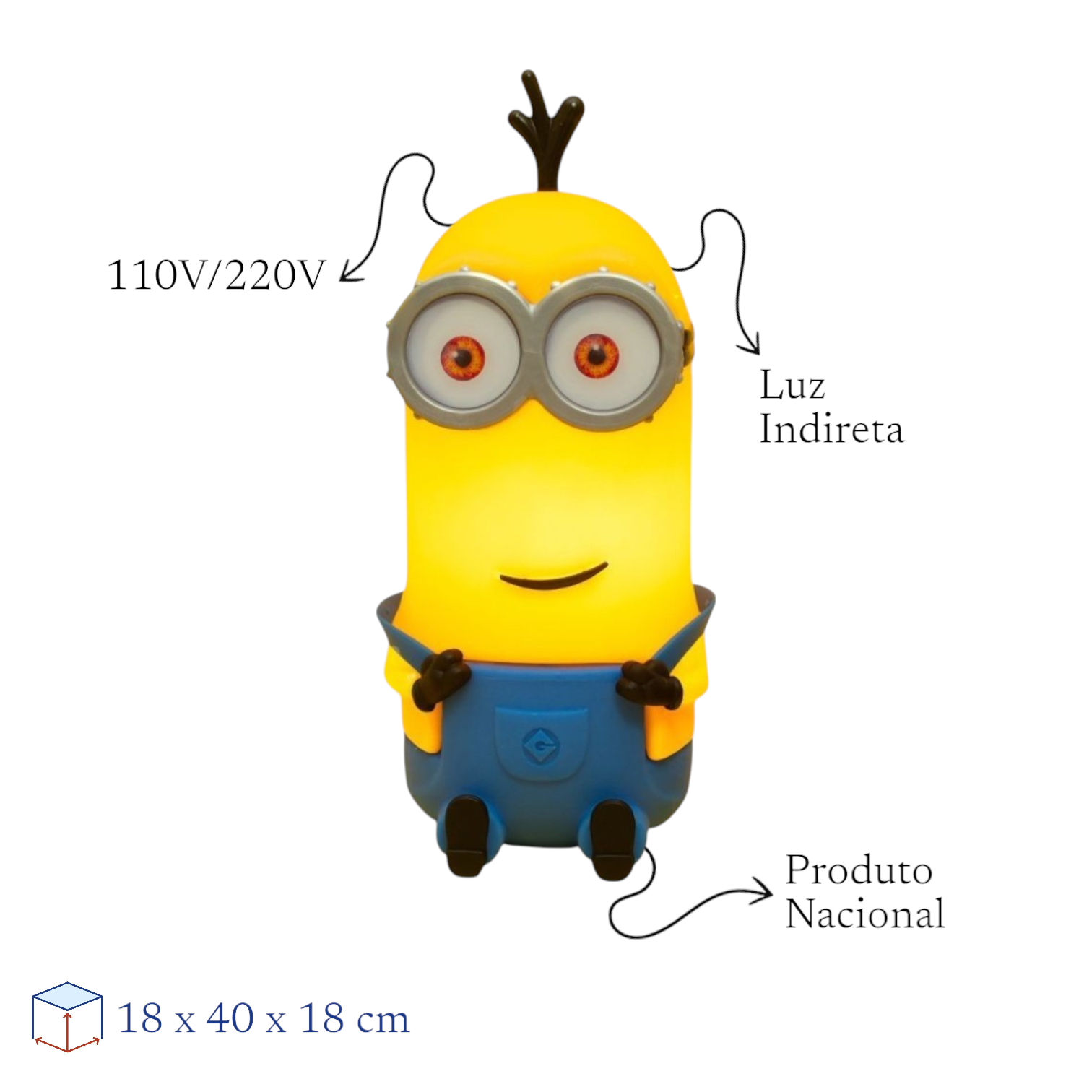 Luminária 3D Minion Kevin Bivolt Oficial Universal Decoração Infantil