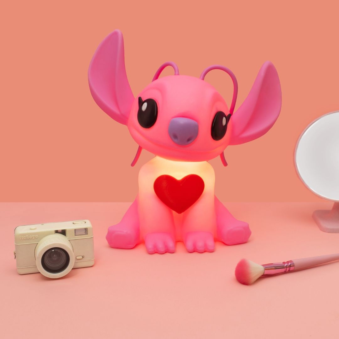 Luminária 3D Angel Stitch com Coração Disney Decoração Criativa