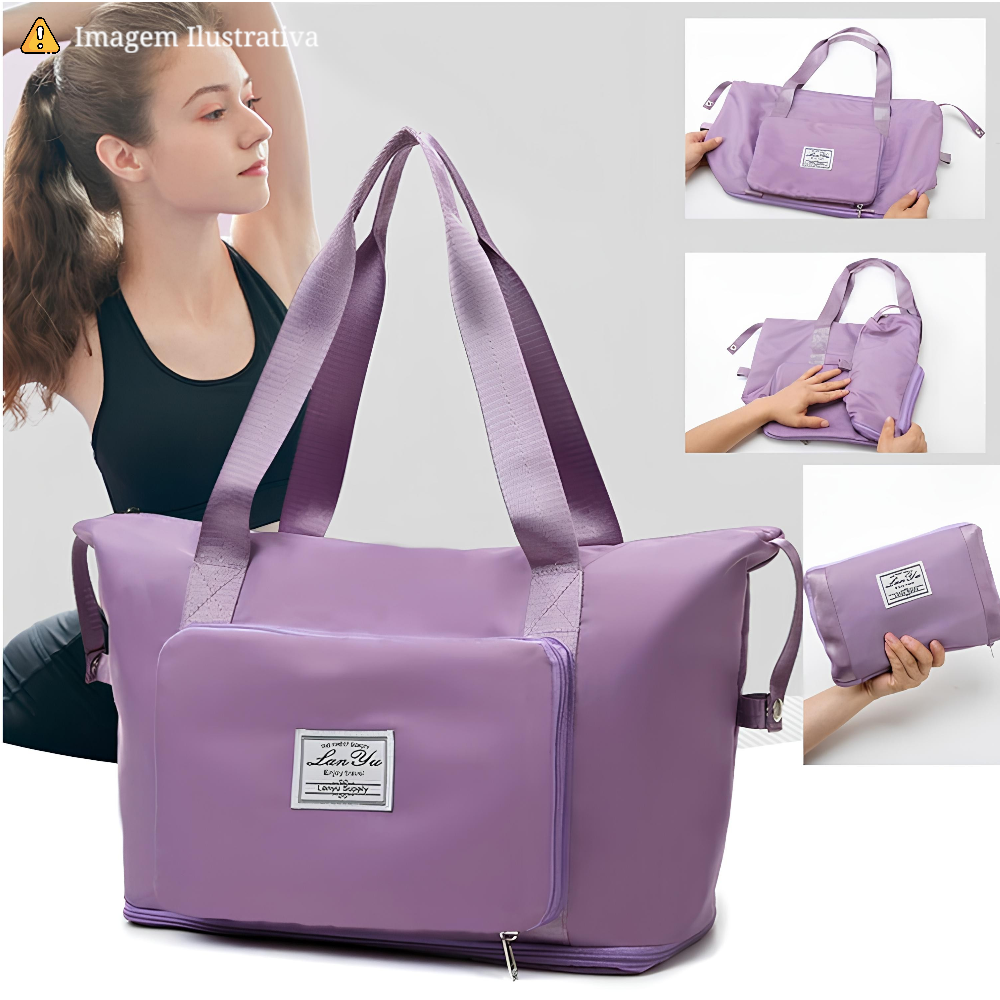 Bolsa de Viagem Mochila Dobrável Grande Impermeável Preta