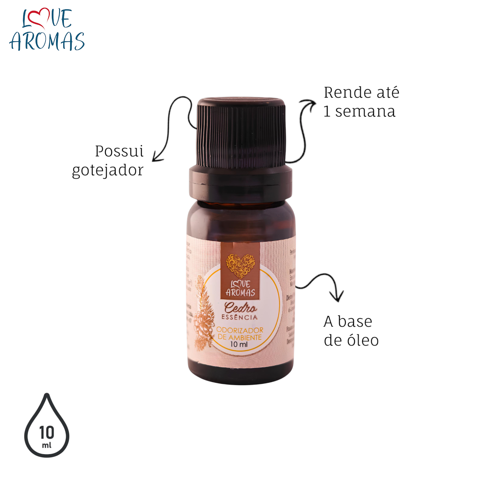 Essência Aromática Cedro 10ml Love Aromas para Difusor Elétrico