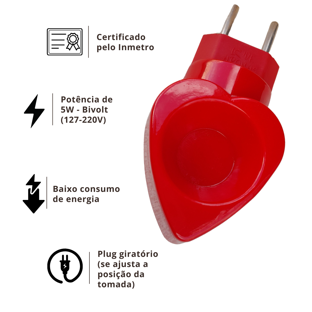 Aromatizador Difusor Elétrico de Essências Love Aromas Bivolt Vermelho