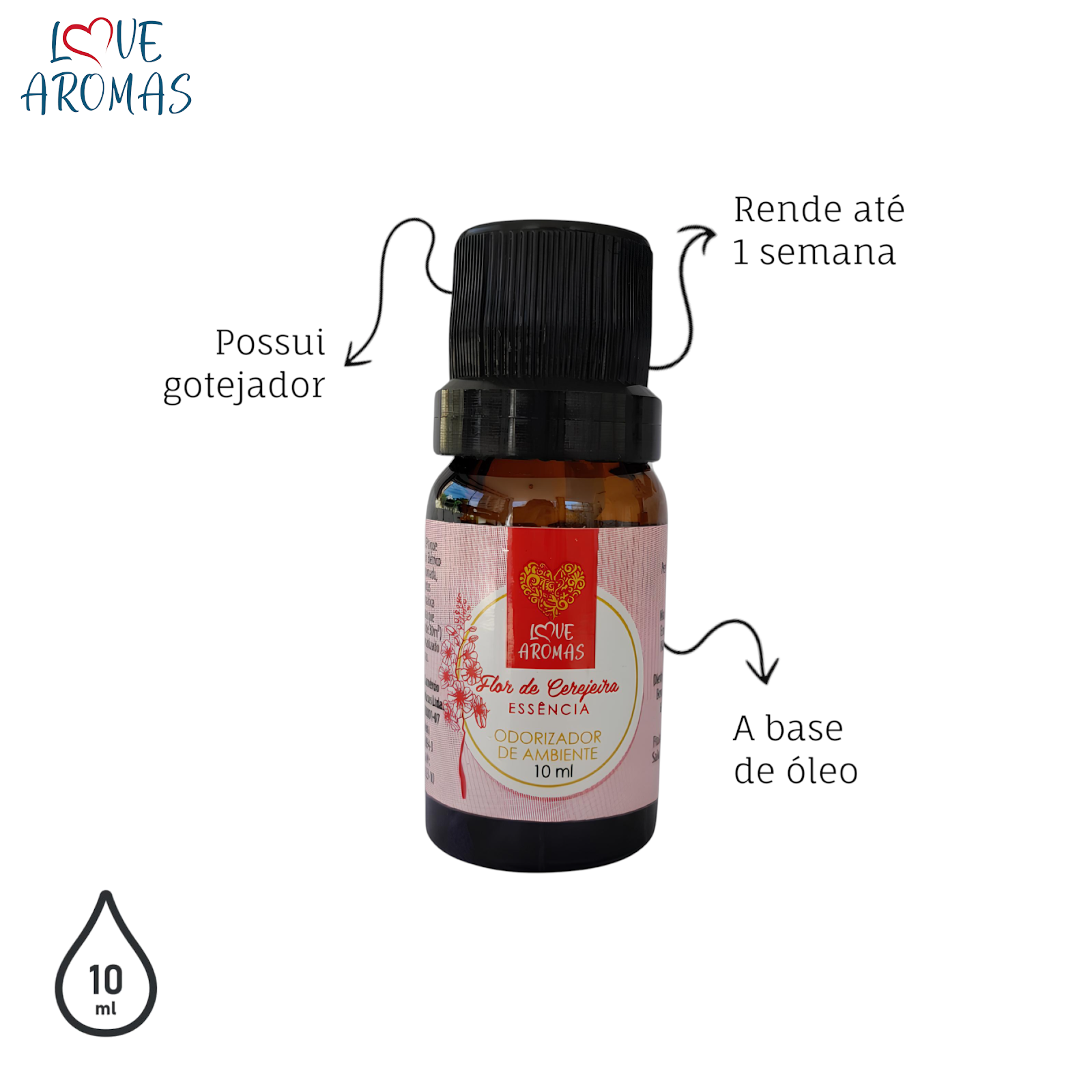 Essência Aromática Flor de Cerejeira 10ml Love Aromas para Difusor Elétrico