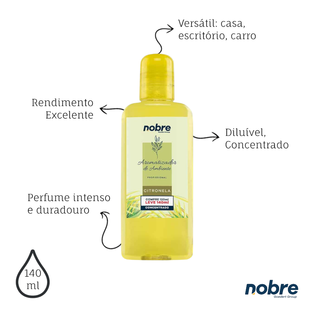 Aromatizante de Ambiente 140ml Nobre - Citronela Concentrado, Perfume Duradouro