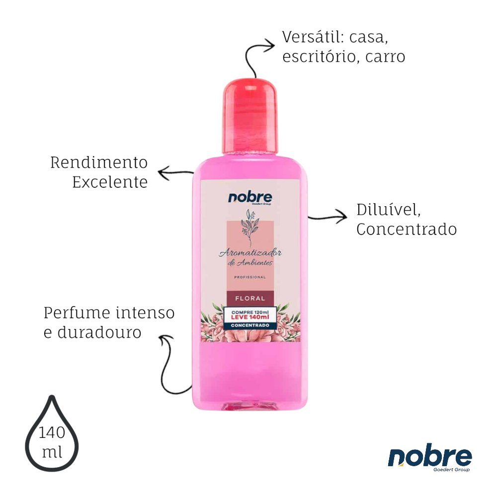 Aromatizante de Ambiente 140ml Nobre - Floral Concentrado, Perfume Duradouro
