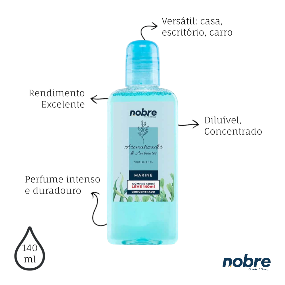 Aromatizante de Ambiente 140ml Nobre - Marine Concentrado, Perfume Duradouro