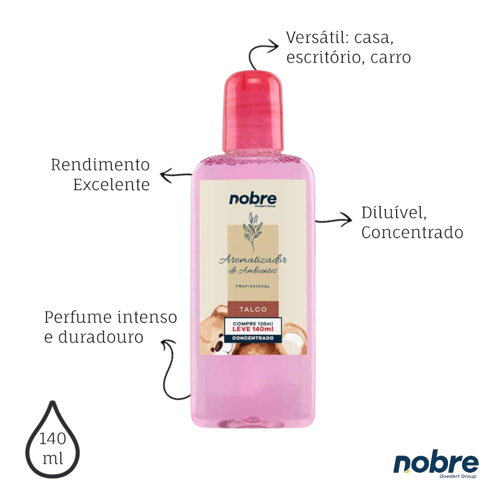 Aromatizante de Ambiente 140ml Nobre - Talco Concentrado, Perfume Duradouro