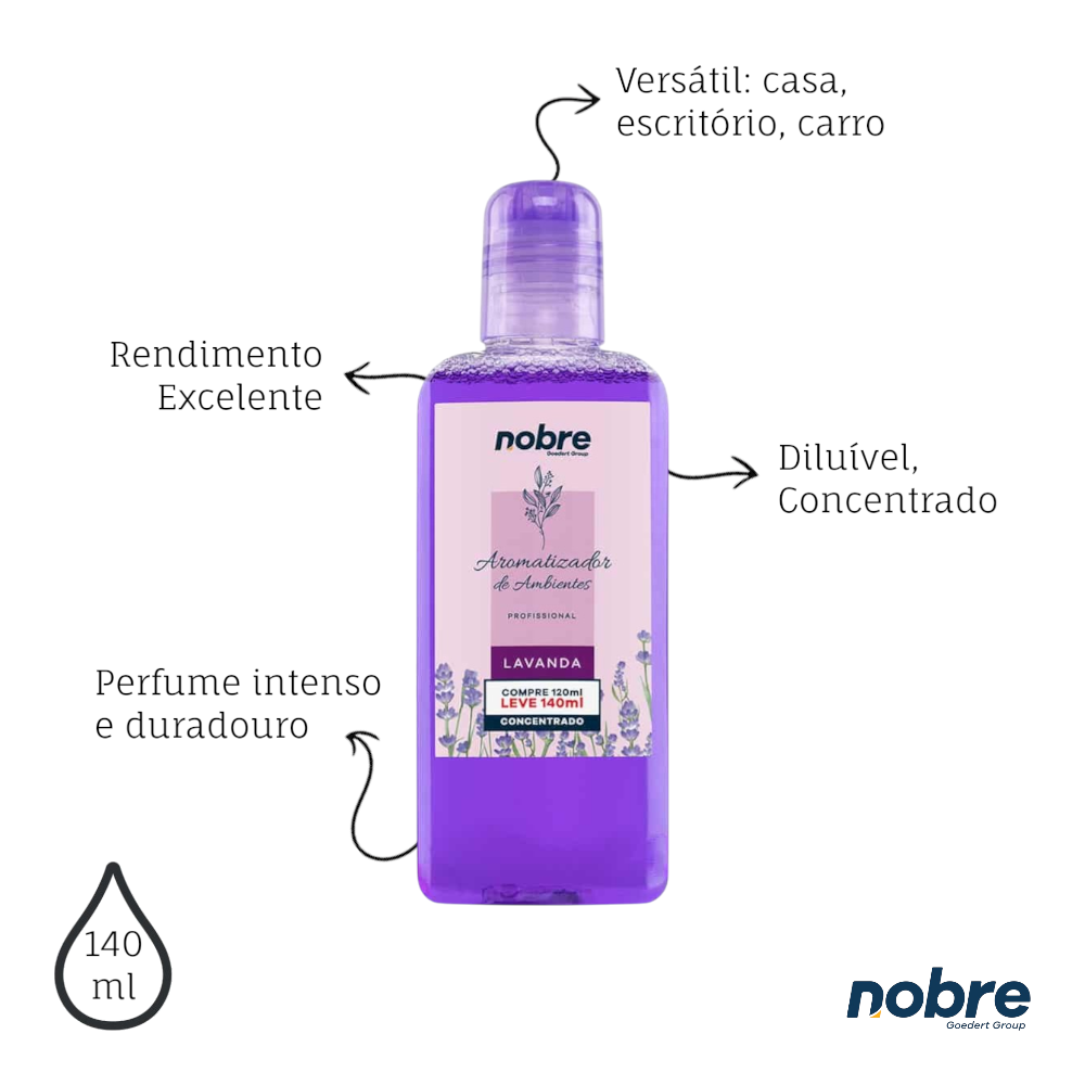 Aromatizante de Ambiente 140ml Nobre - Lavanda Concentrado, Perfume Duradouro