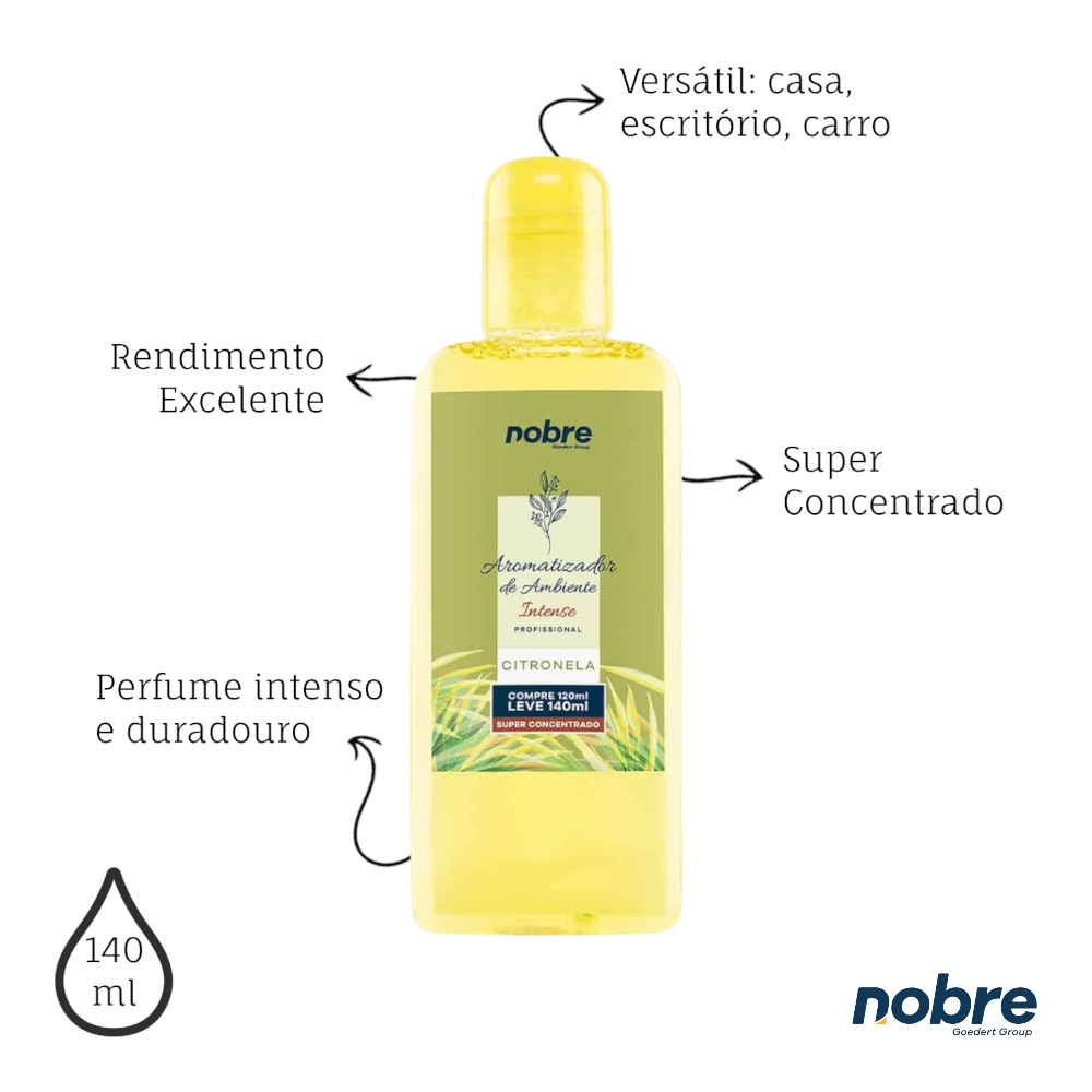 Aromatizante de Ambiente 140ml Nobre - Citronela Super Concentrado, Perfume Duradouro