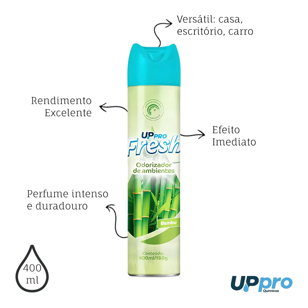 Kit 2 Odorizadores de Ambiente Aerossol 400ml Bambu Up Fresh Perfume Duradouro