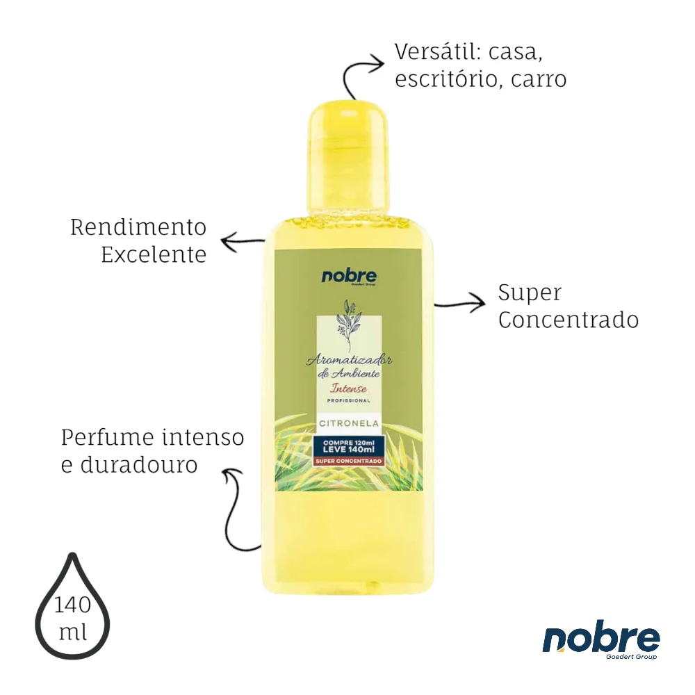 Kit 2 Aromatizantes de Ambiente 140ml Nobre - Citronela Super Concentrado, Perfume Duradouro