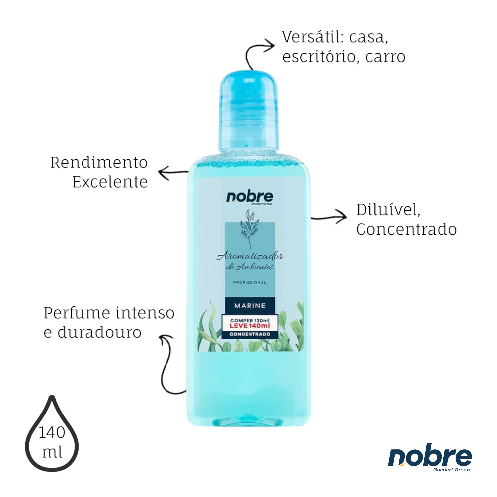 Kit 2 Aromatizantes de Ambiente 140ml Nobre - Marine Concentrado, Perfume Duradouro