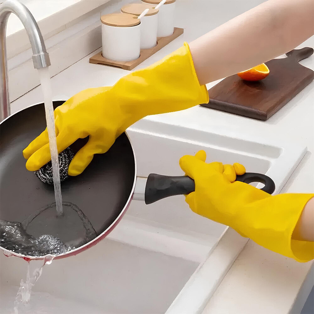 Kit 3 Pares de Luvas Nobre Látex G p/ Agentes Químicos Resistente e Segura Amarelo