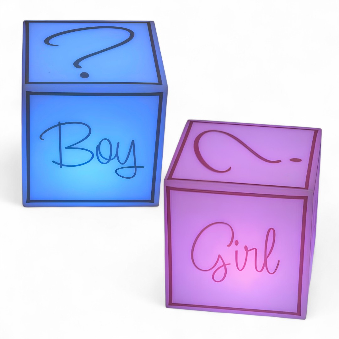 Cubo Iluminado para Chá Revelação sem Fio - Boy or Girl?